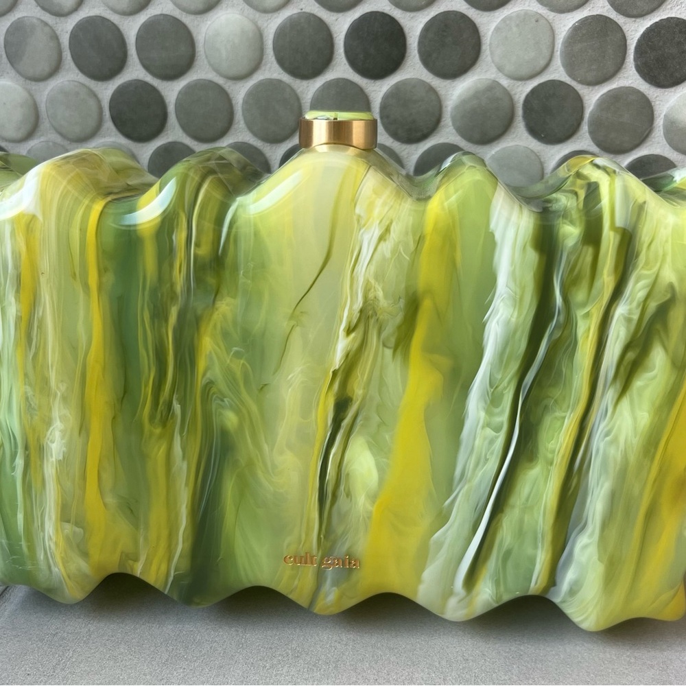 Cult Gaia Green and Yellow Swirled Clutch